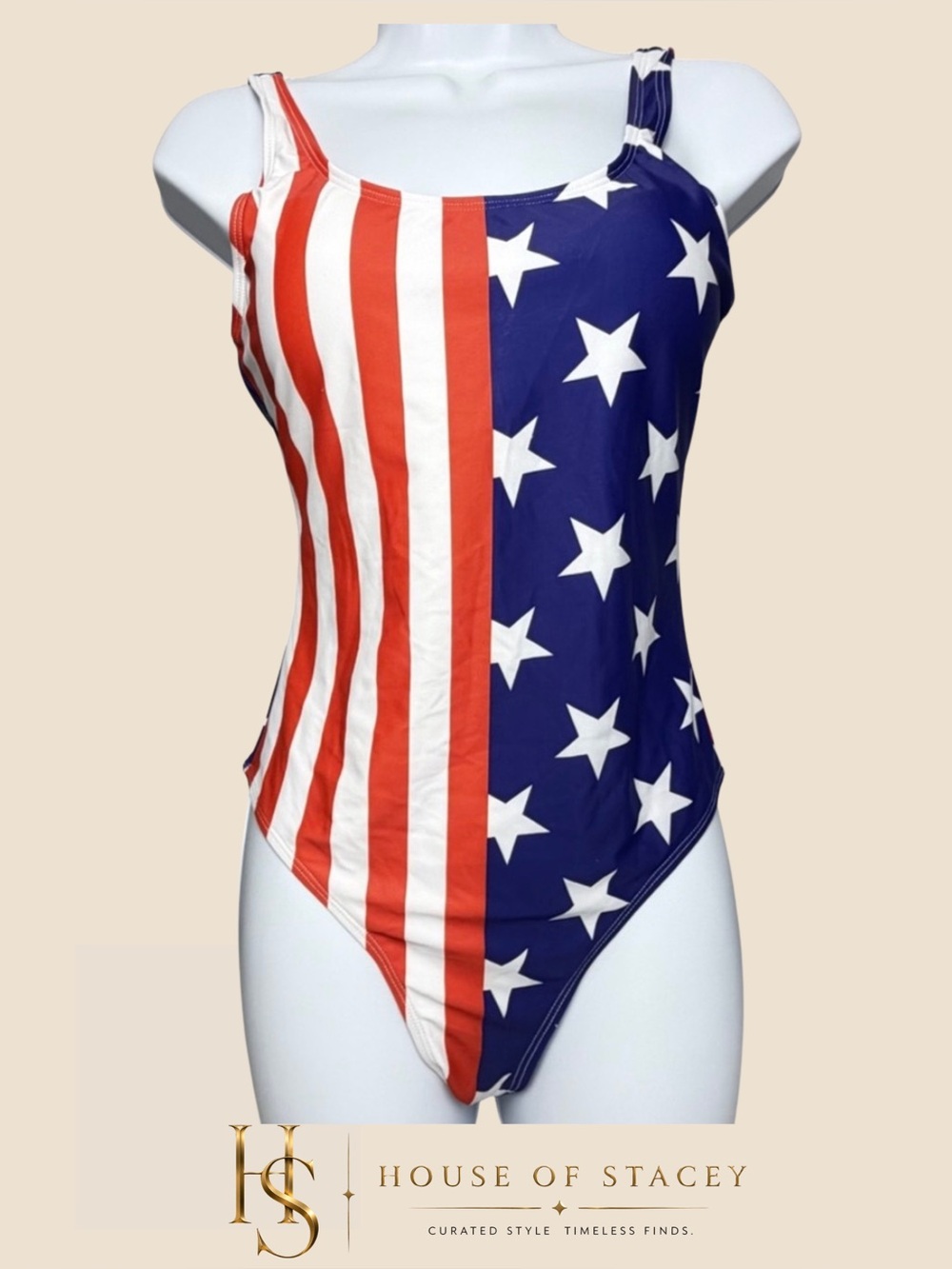 Swimsuit One Piece Patriotic Stars Stripes Small